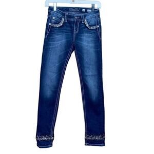 Miss Me Bling Trim Cuffed Skinny Jeans Girls 14